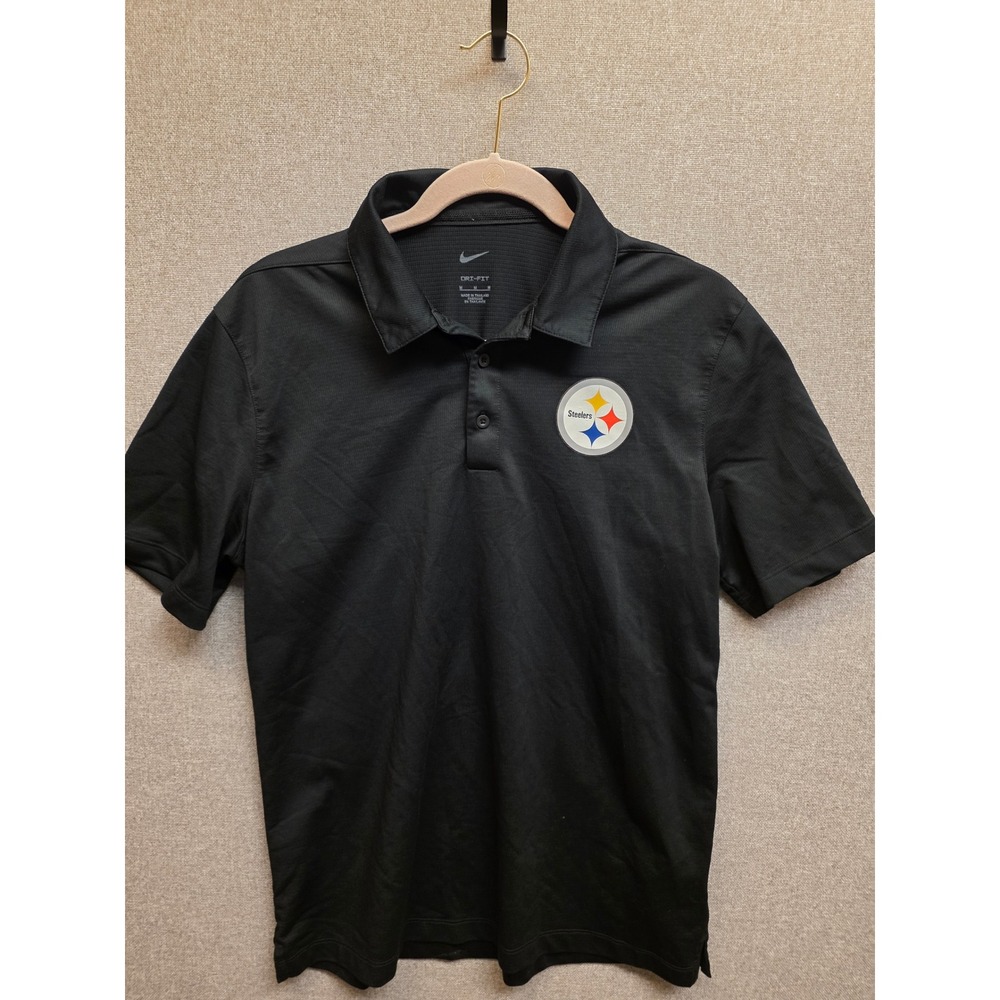 Nike Dri-FIT Pittsburgh Steelers Polo Shirt Mens Medium Black NFL NKNB-00A 30843